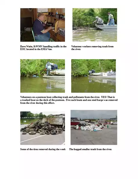 Club publication showing Dave Waits at EOC and river cleanup